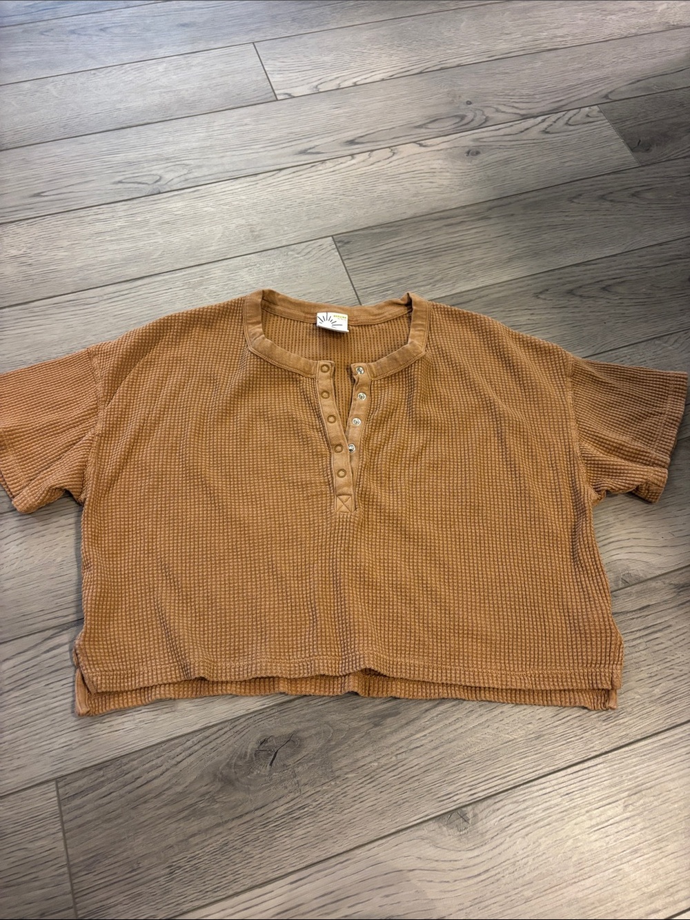 Aerie Cropped Waffle Henley Small
